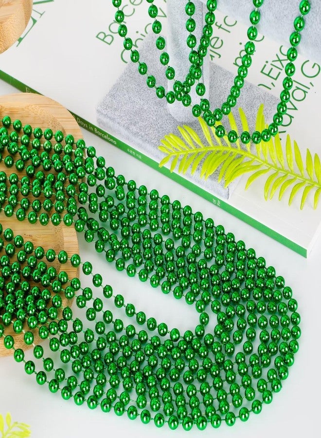 EOBOH 72PCS Green Bead Necklace, Mardi Gras Beads Necklace Accessories Bulk, Mardi Gras Xmas Necklaces, Parade Throw Accessories for Wedding Birthday Mardi Gras St. Patricks Christmas Decorations - Image 2